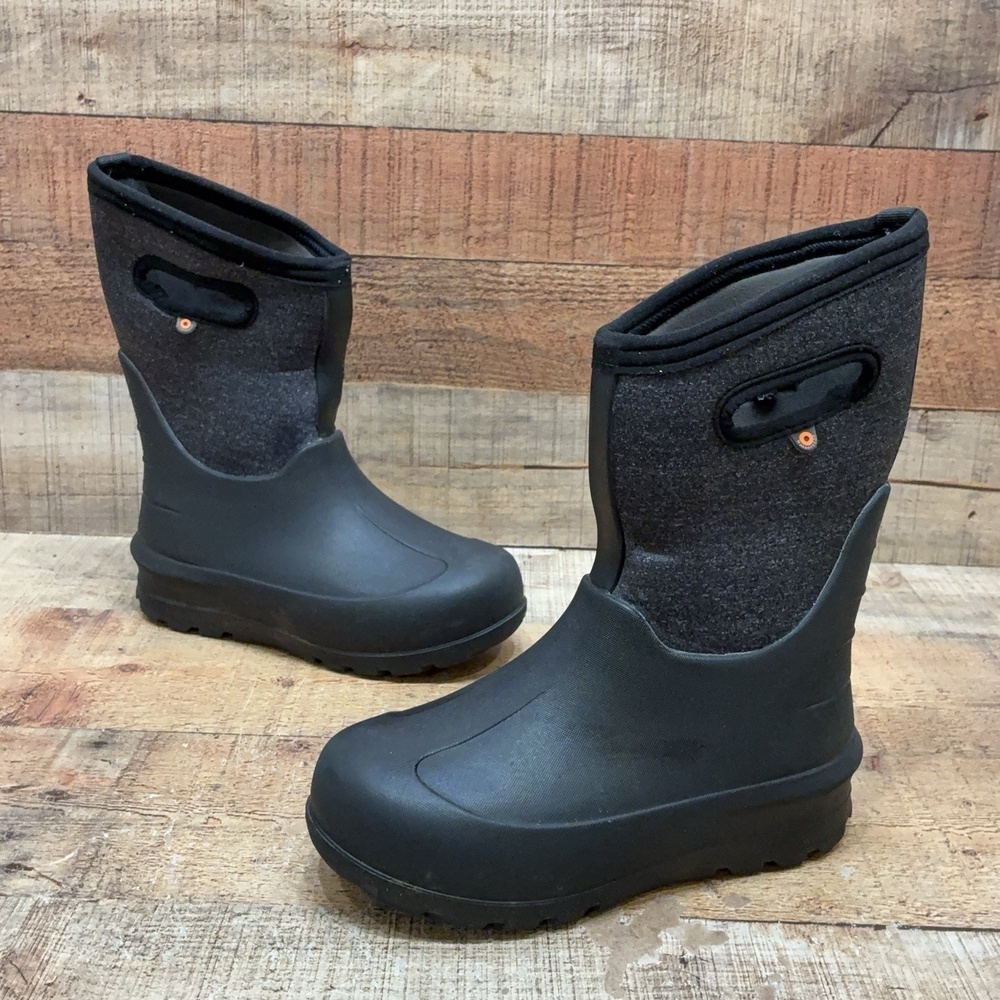 Bogs Snow Boots Kids Size 3 35 Black Neo-Classic Melange Waterproof Winter